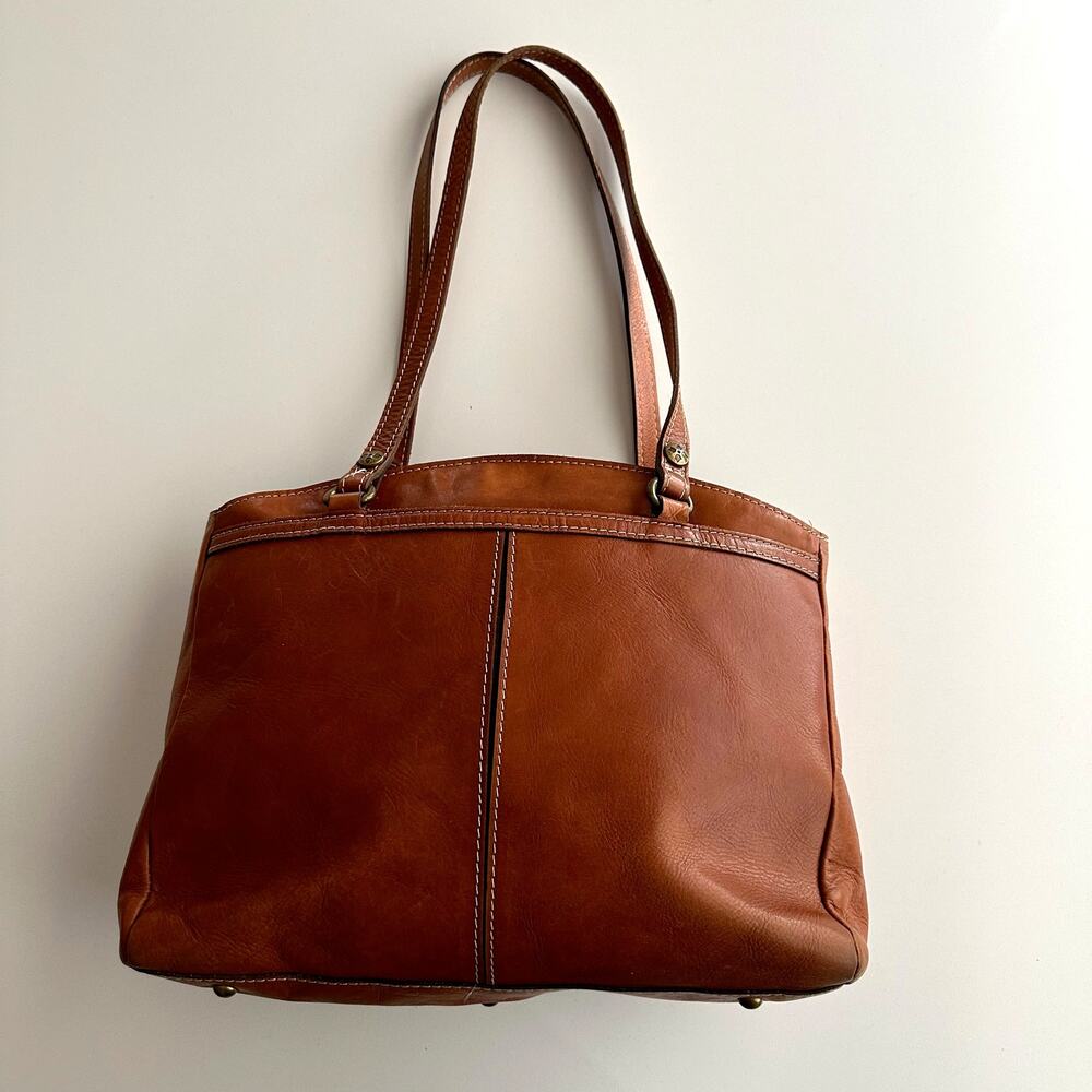 Patricia Nash Poppy Heritage Top Handle Full Leather Tan Tote Bag Purse